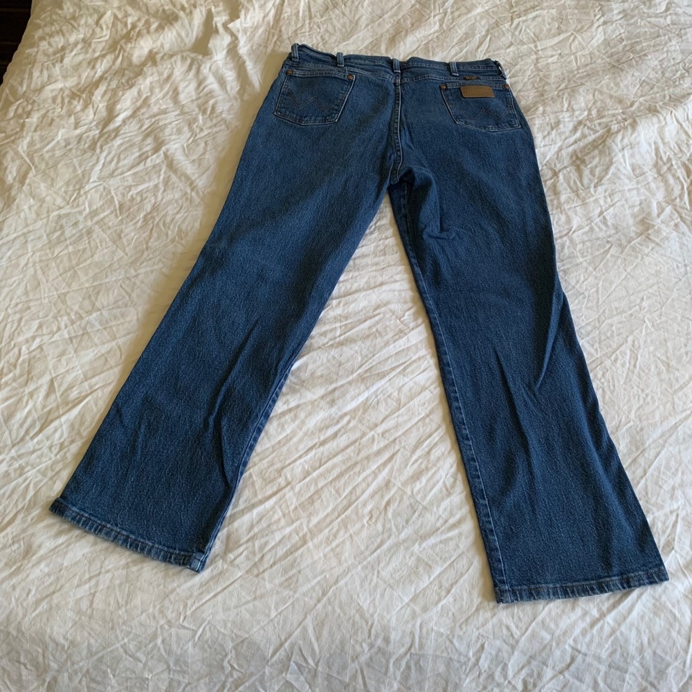 Wrangler 35x30 Jeans Dark Blue 937STR Straight Leg Stretch Denim Western Cowboy